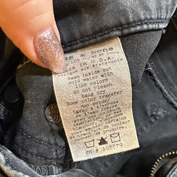 rag & bone Women's Black Acid-Wash Skinny Jeans - Picture 8 of 8